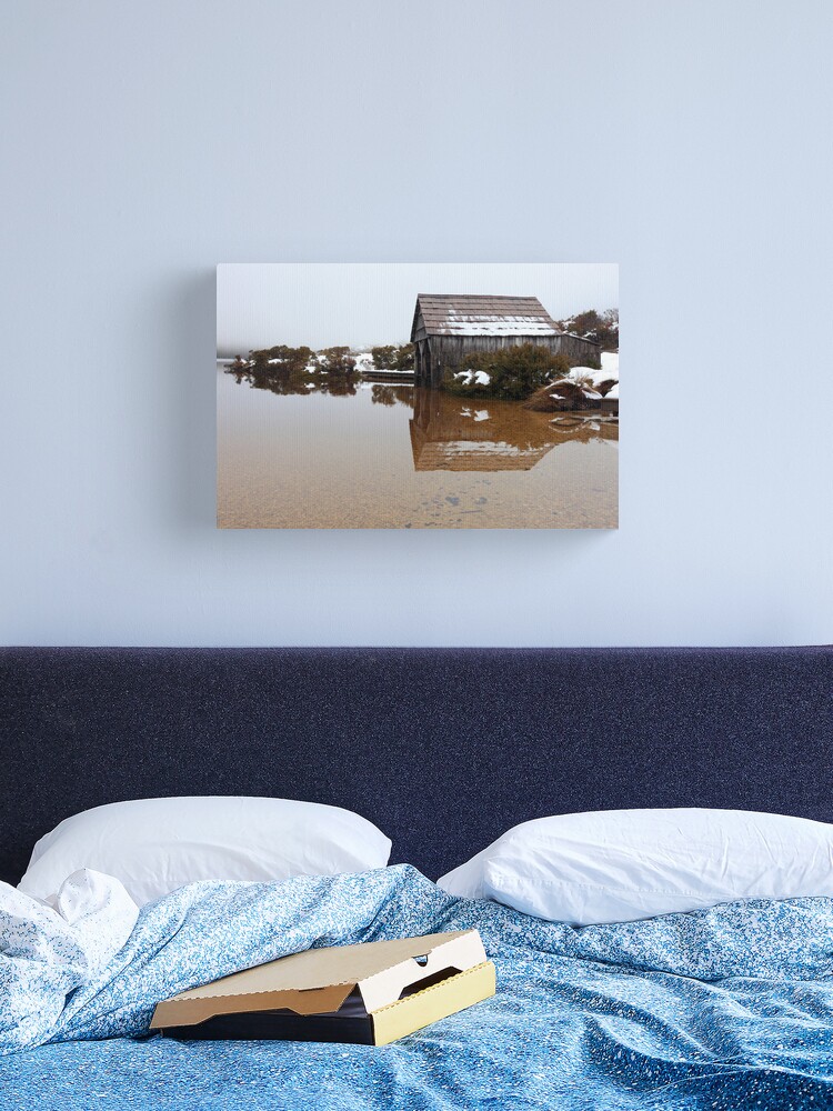Canvas Print, Dove Lake Boat Shed, Cradle Mountain National Park, Tasmania, Australia designed and sold by Michael Boniwell