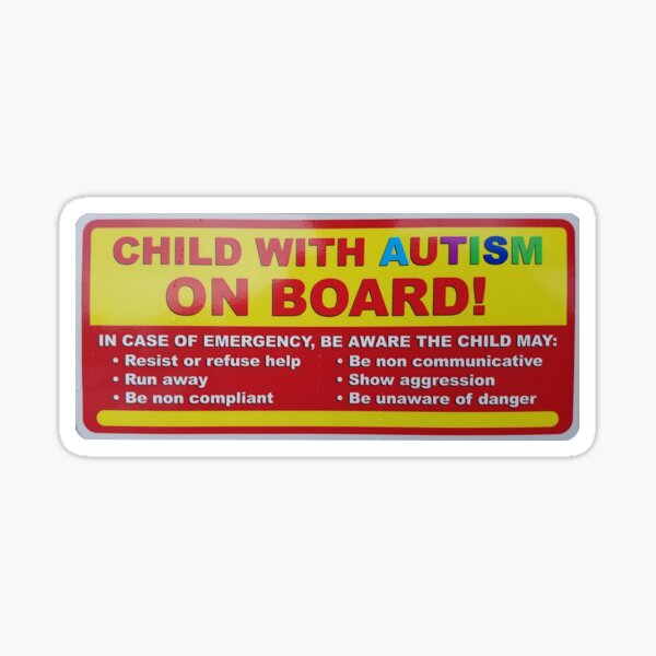 Child With Autism On Board Sticker