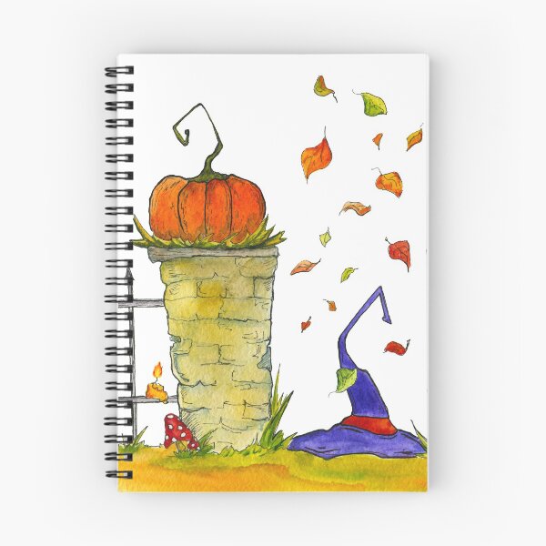 Item preview, Watercolor illustration. Halloween. Witch's hat, pumpkin, big cat, autumn/fall leaves designed and sold by rusmashart.