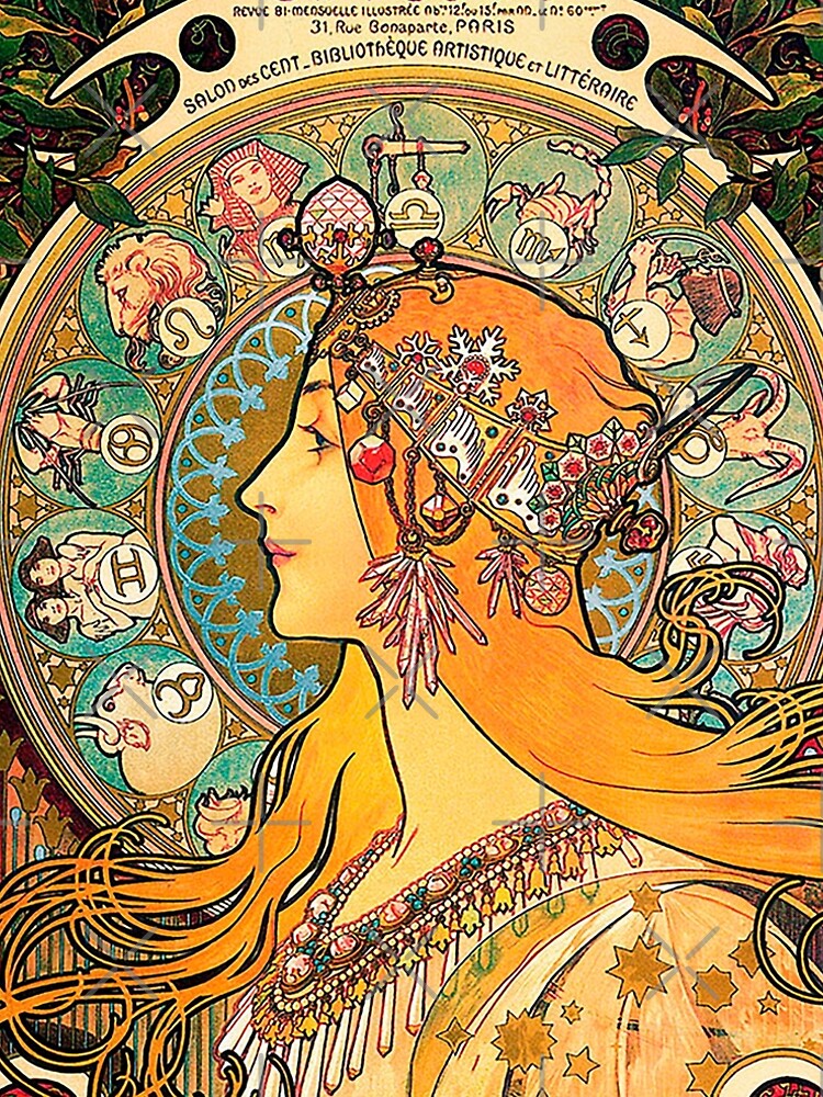 HD. Zodiac (Second version), by Alphonse Mucha (1896) HIGH DEFINITION by mindthecherry