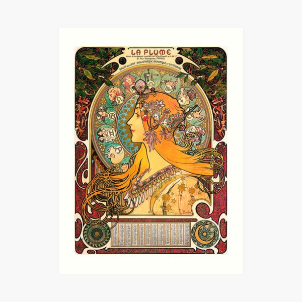HD. Zodiac (Second version), by Alphonse Mucha (1896) HIGH DEFINITION Art Print