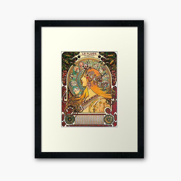 HD. Zodiac (Second version), by Alphonse Mucha (1896) HIGH DEFINITION Framed Art Print