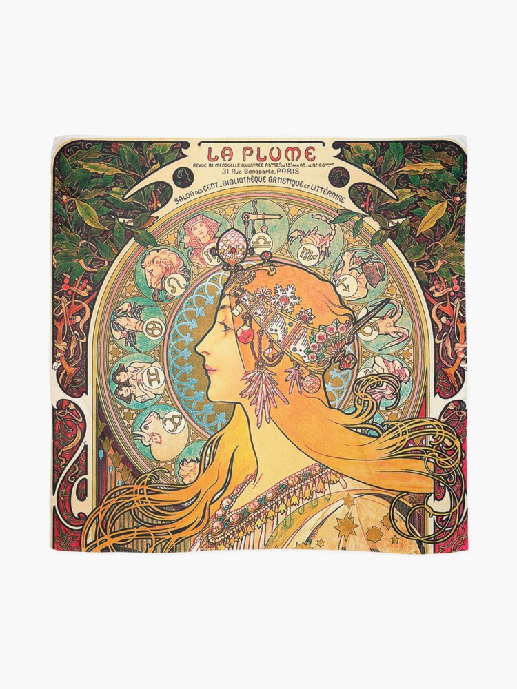 Alternate view of HD. Zodiac (Second version), by Alphonse Mucha (1896) HIGH DEFINITION Scarf