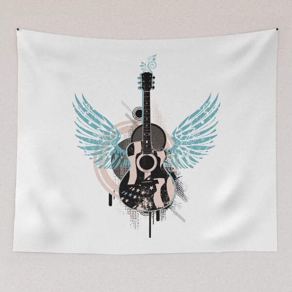 Item preview, Guitar music wing graffiti dancing designed and sold by Helen-Storm.