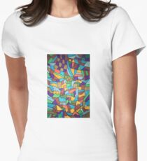 Trippy abstract drawing vibrant colors Women's Fitted T-Shirt