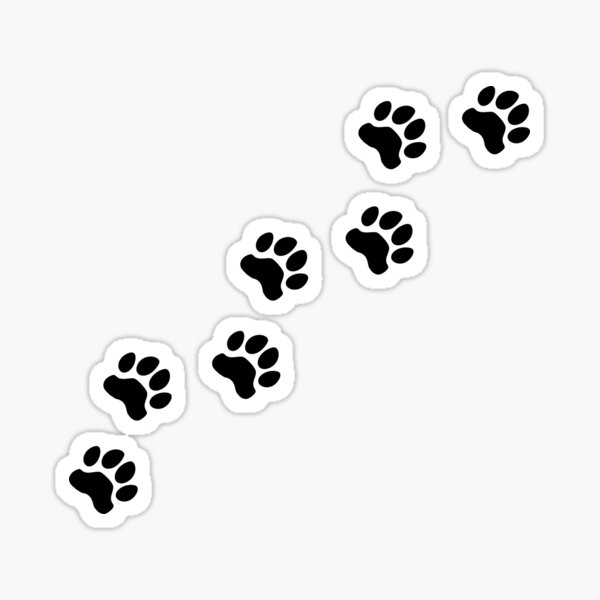 Paw print animal track sticker, black and white - Paw Prints - Sticker