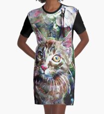 Abstract Kitten Graphic T-Shirt Dress
