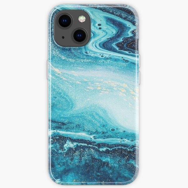 Sea Foam Green, Blue, and Gold Ocean Rapids iPhone Soft Case