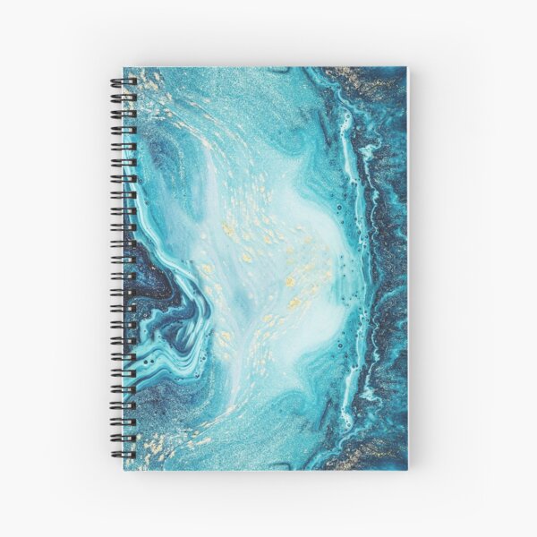 Sea Foam Green, Blue, and Gold Ocean Rapids Spiral Notebook