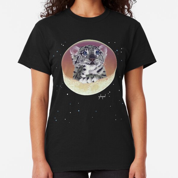Baby Snow Leopard Cub On Moon Classic T-Shirt