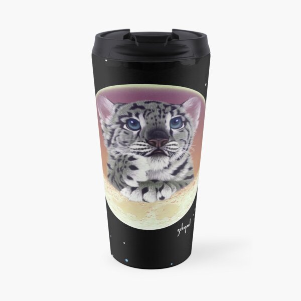 Baby Snow Leopard Cub On Moon Travel Mug