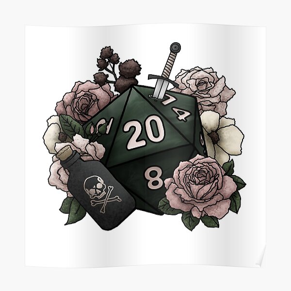 Rogue Class D20 - Tabletop Gaming Dice Poster