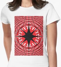 abstract star christmas pattern decoration light design blue holiday glass illustration texture shape snowflake winter red snow architecture xmas art white circle symbol wallpaper 3d Women's Fitted T-Shirt
