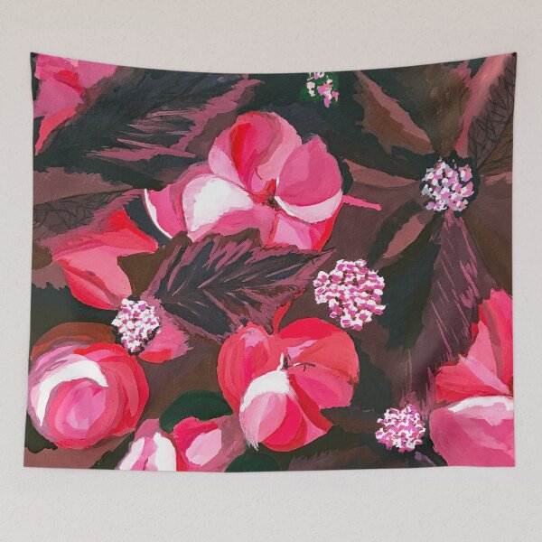 Item preview, Luxurious Burgundy and Hot Magenta Pink Peonies with Poinsettia designed and sold by leahgay.