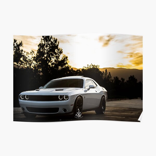 Canvas Picture Print White Dodge Challenger American Muscle Car Large Poster 
