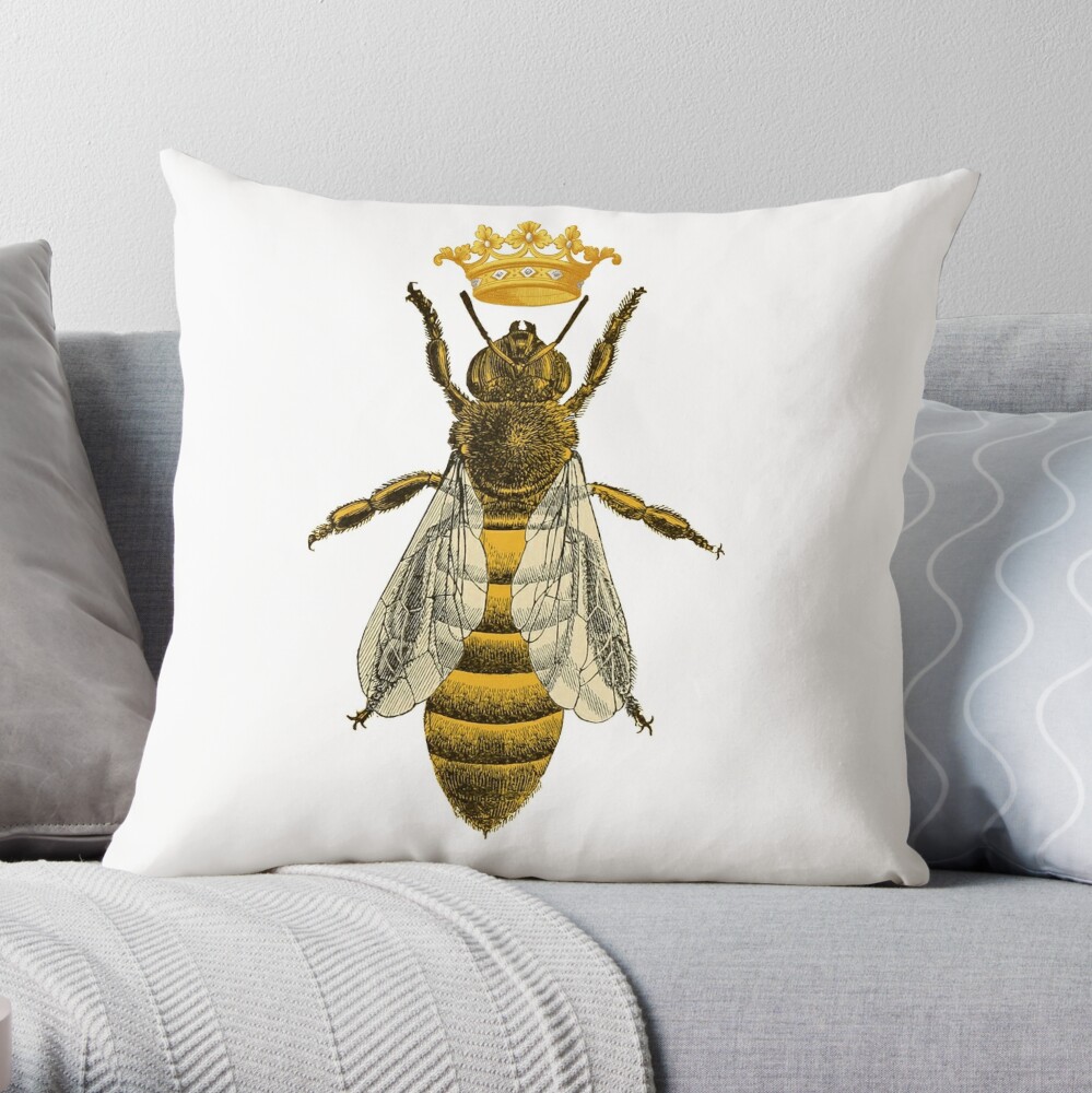 Queen Bee Gift Funny Bee Cool Boss Lady Queen Crown Honey Bee Lover  Beekeeper Gift Throw Pillow for Sale by madeulaugh
