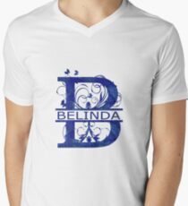 Belinda | Girls Name Monogram | Watercolor and Butterflies Men's V-Neck T-Shirt