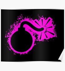 Blast bomb pink and black silhouette Poster