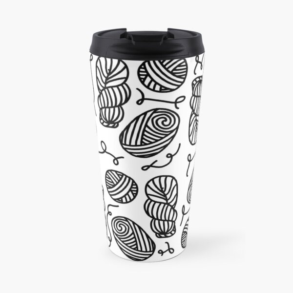 Yarn Ball and Skein Print Pattern Travel Mug