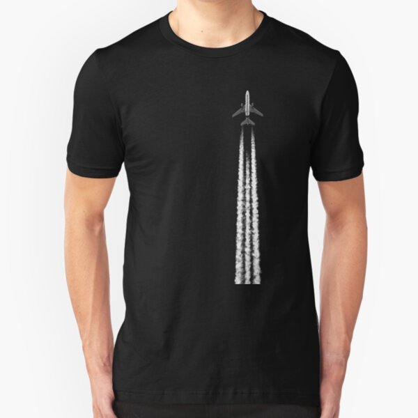 PLANE WITH CONTRAILS Slim Fit T-Shirt