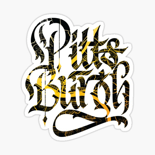 Item preview, Pittsburgh Map Black and Yellow Calligraphy designed and sold by polliadesign.