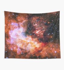Orange Space Jam Galaxy - Infinite Flower of Life Pattern - Westerlund 2 (Color Enhanced) Wall Tapestry
