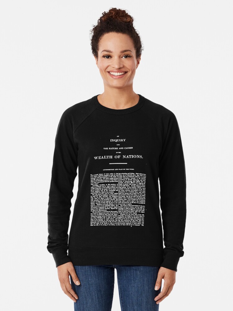 Wealth Of Nations Adam Smith Page One Lightweight Sweatshirt By