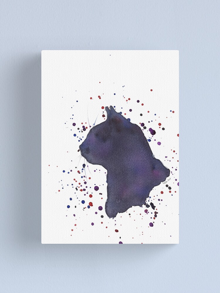 Impression Sur Toile Peinture A L Aquarelle Silhouette De Chat Par Karenkaspar Redbubble