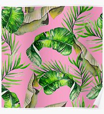 TROPICAL LEAVES & PINK Poster