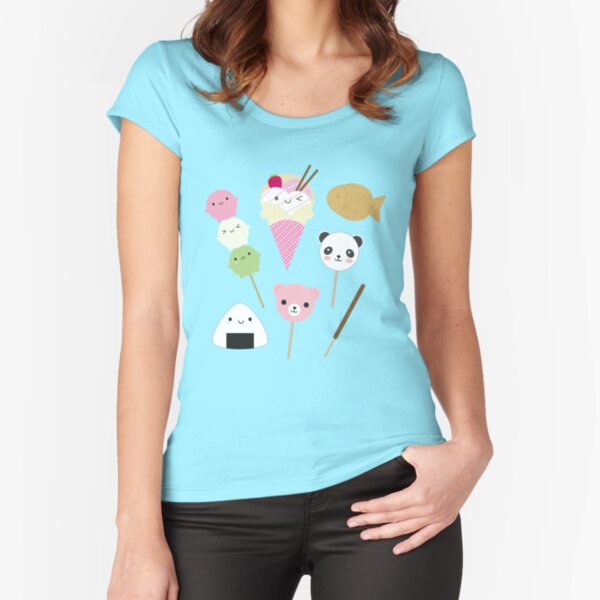 Japanese Kawaii Snacks Fitted Scoop T-Shirt