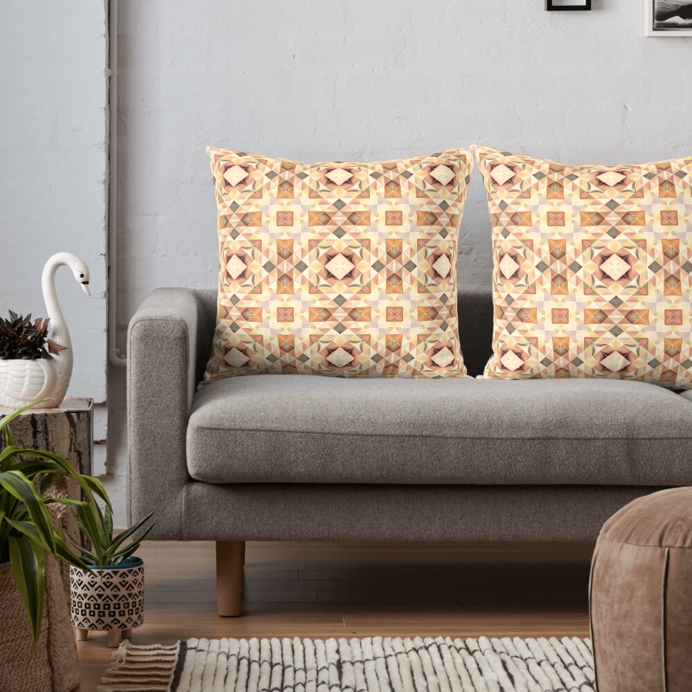 Autumnal Gold Pattern Throw Pillow