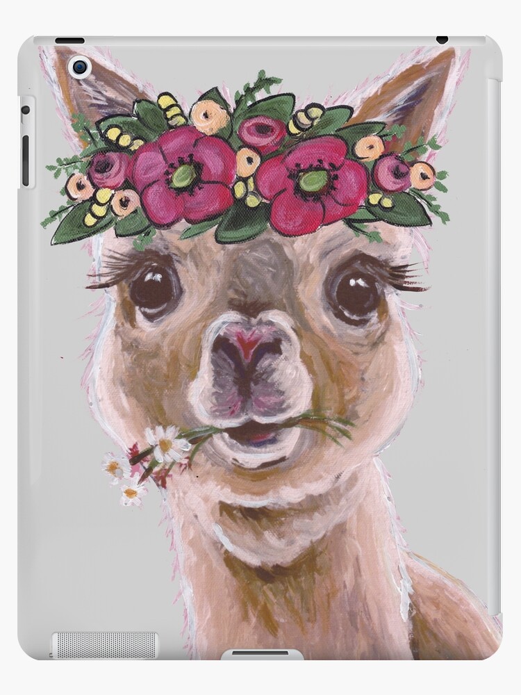 Cute Alpaca Art Alpaca With Flower Crown Farm Animal Art Ipad Case Skin By Leekellerart Redbubble