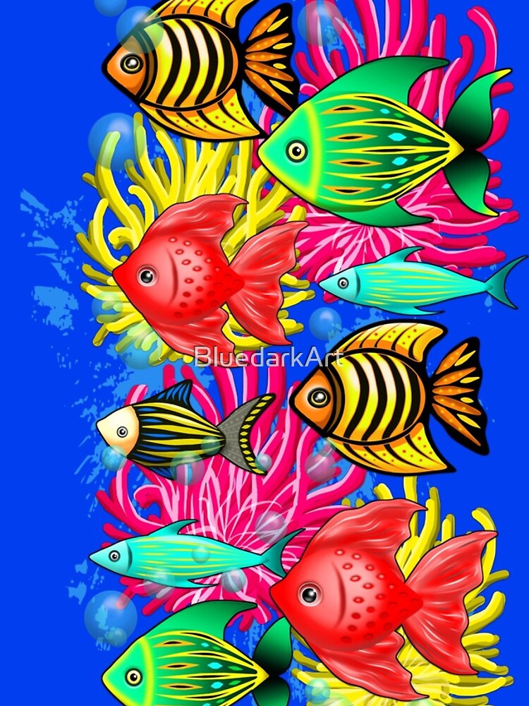 Fish Cute Colorful Doodles by BluedarkArt