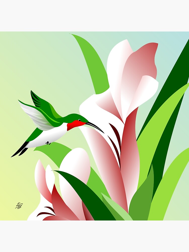Ruby Throated Hummingbird Art by studioart