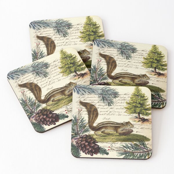 Item preview, dark academia winter evergreen pine cone chipmunk nut house squirrel designed and sold by LEILA ART SPACE.