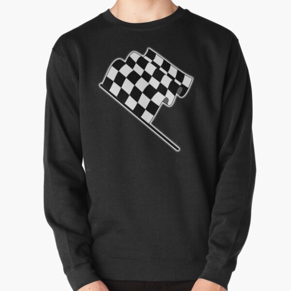 MOTOR SPORT, Racing Cars, Race, Checkered Flag, Flutter, WIN, WINNER, Chequered Flag, Finish line, BLACK. Pullover Sweatshirt