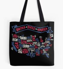 USA Word Map Tote Bag