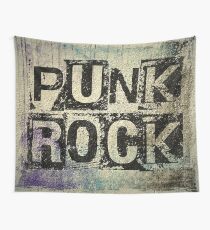 Punk Rock - Black Grunge Block Wall Tapestry