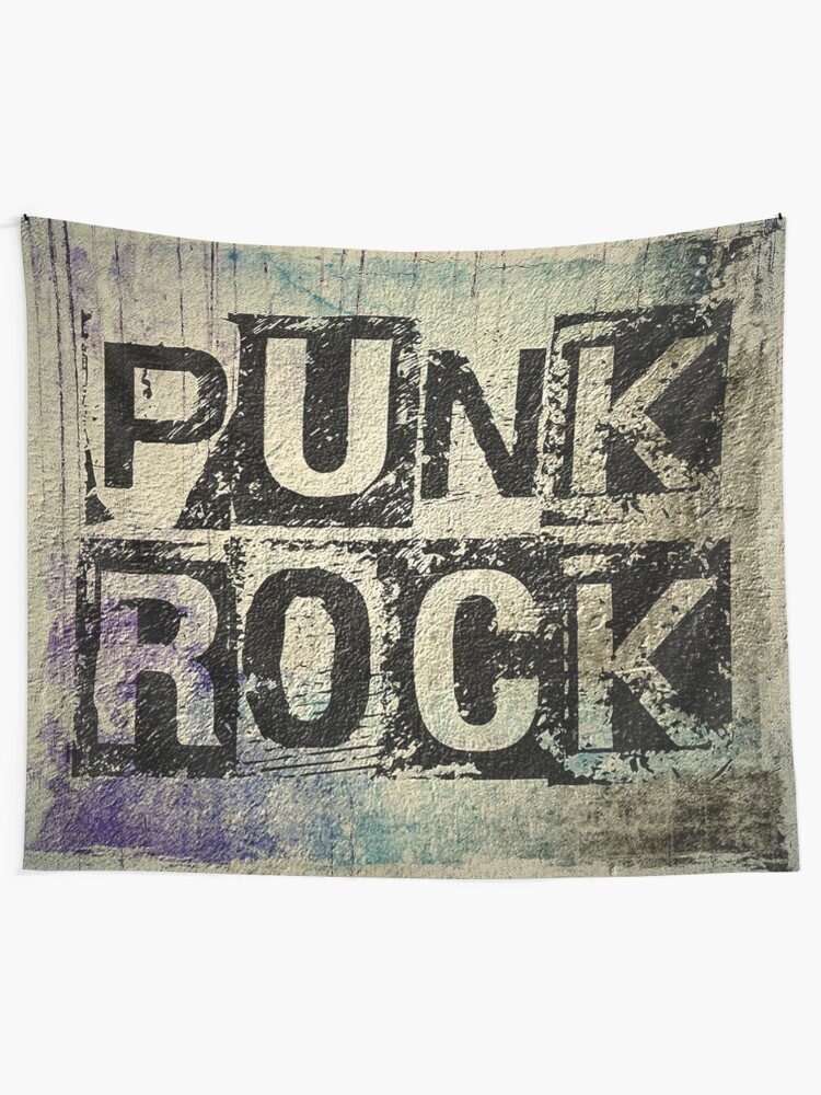Alternate view of Punk Rock - Black Grunge Block Tapestry