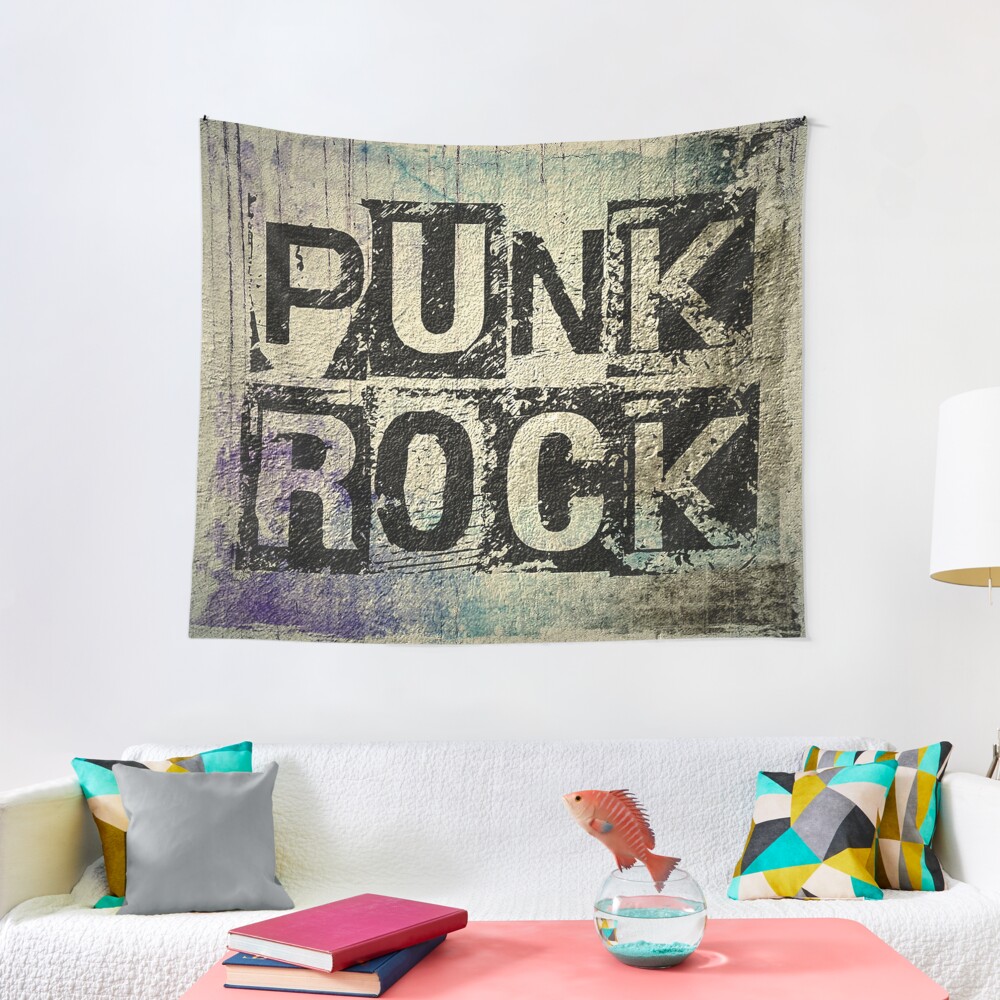 Punk Rock - Black Grunge Block Tapestry