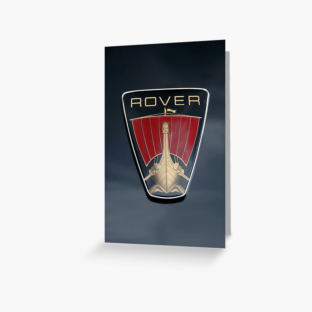 Classic Rover P6 Viking ship badge (black background) Greeting Card