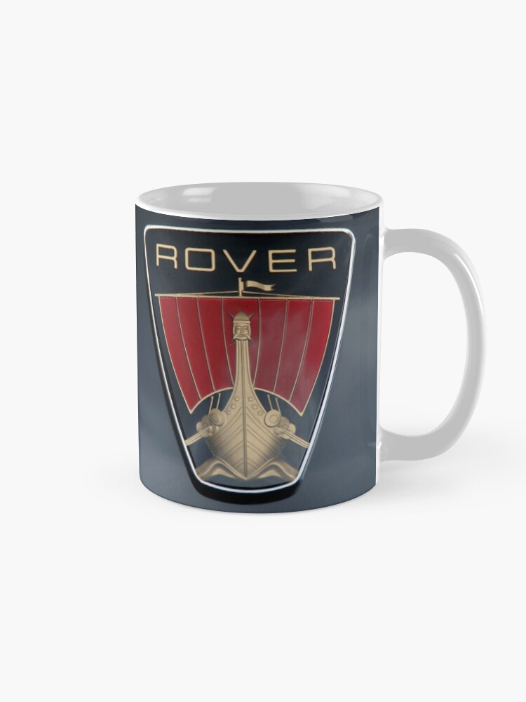Alternate view of Classic Rover P6 Viking ship badge (black background) Mug