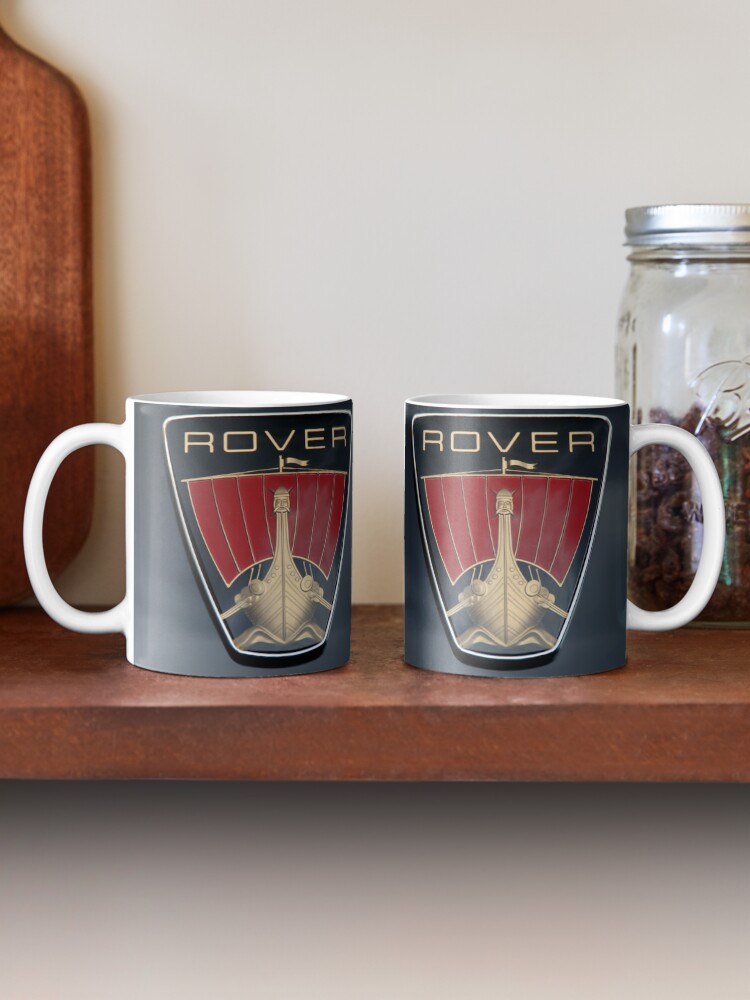 Alternate view of Classic Rover P6 Viking ship badge (black background) Mug