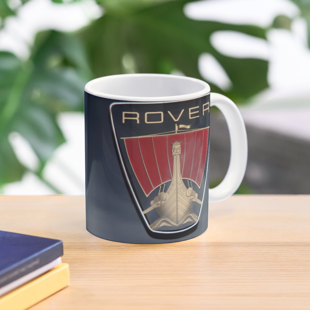 Classic Rover P6 Viking ship badge (black background) Mug