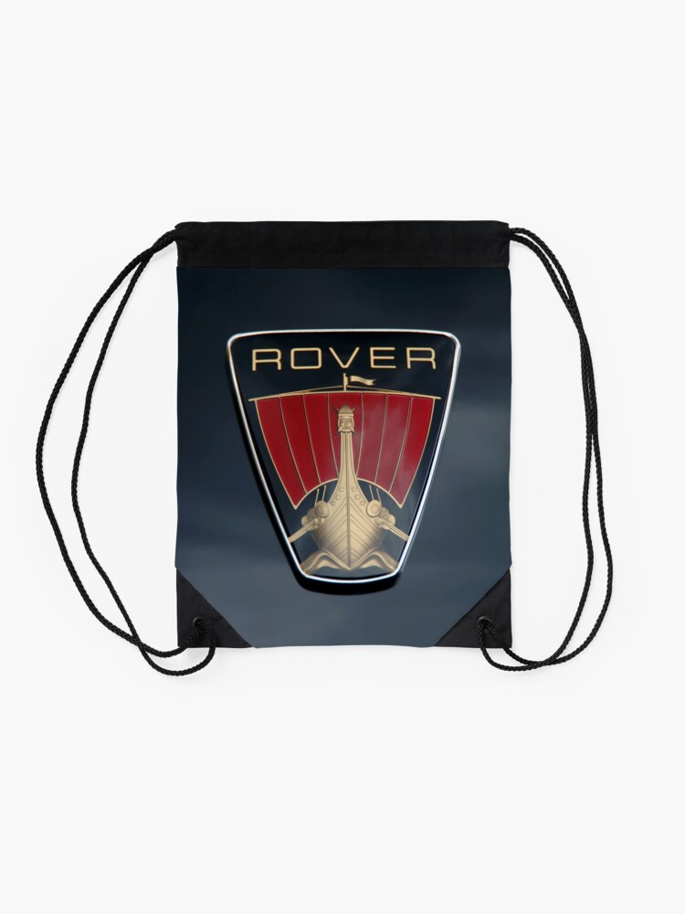 Alternate view of Classic Rover P6 Viking ship badge (black background) Drawstring Bag