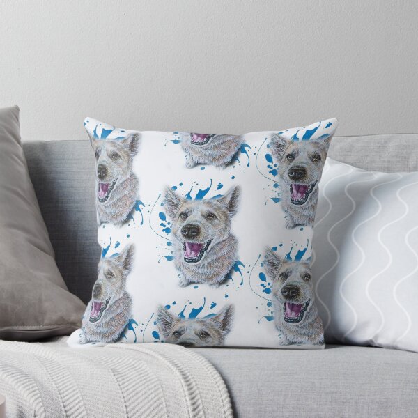 Item preview, Drawing of Happy Dog With Blue Paint designed and sold by ArtistryByLM.
