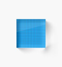 Blue Grid Black Line Acrylic Block