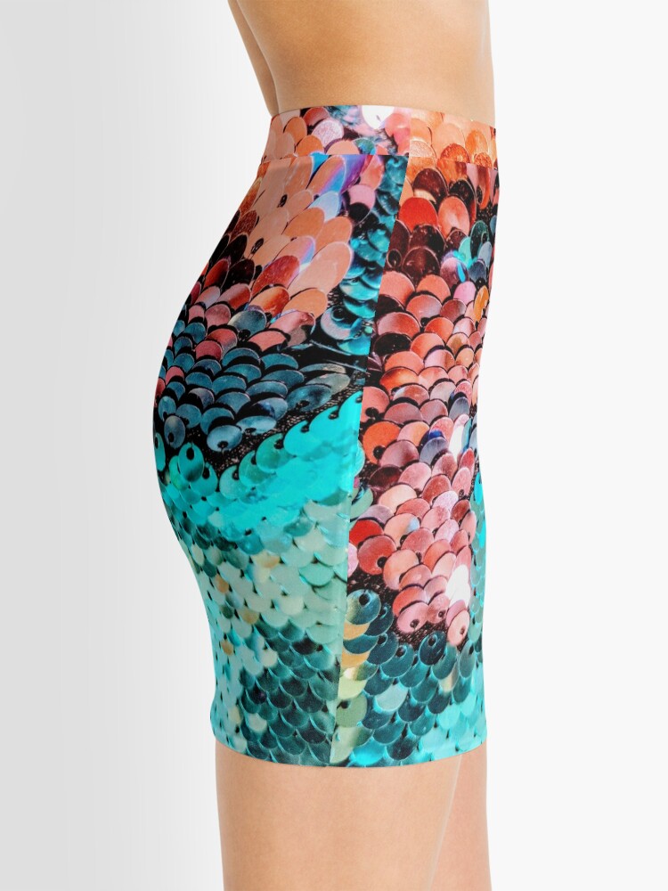 Turquoise Blue Mermaid  Mini Skirt for Sale by newburyboutique