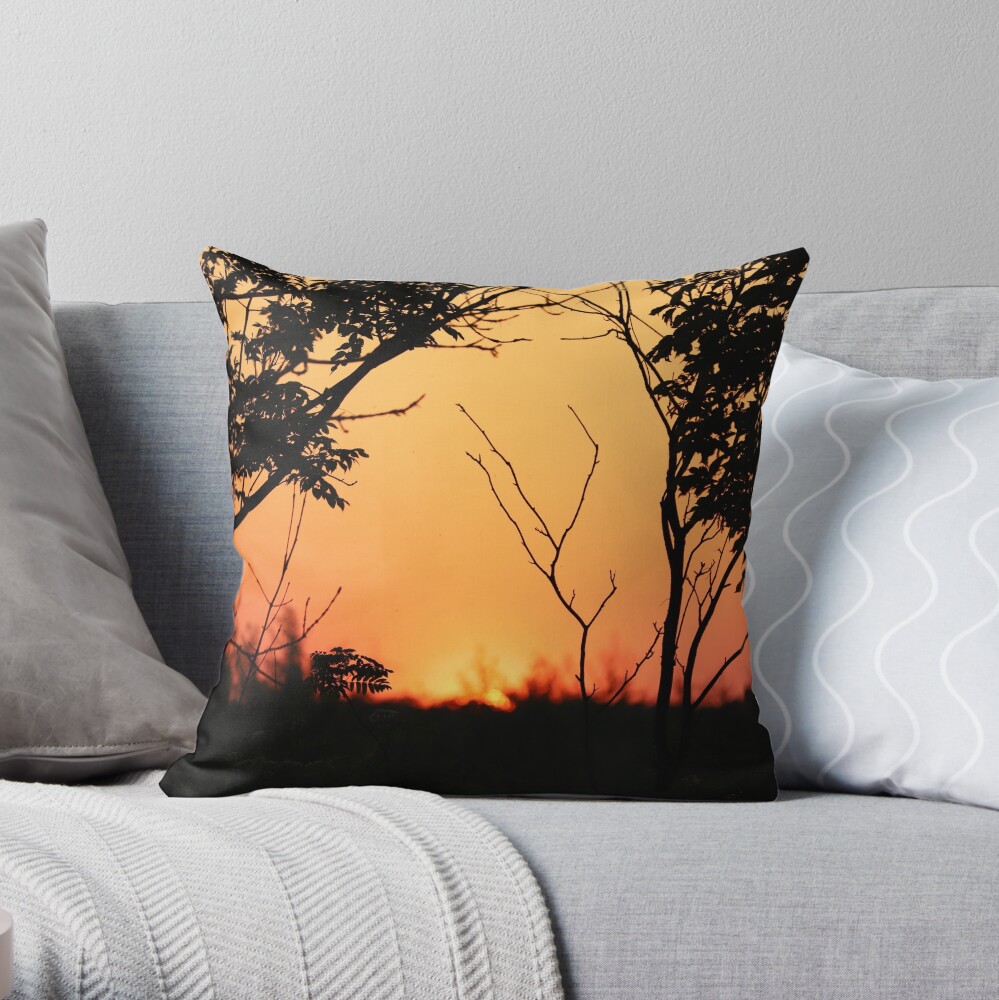 Burning Sky Throw Pillow