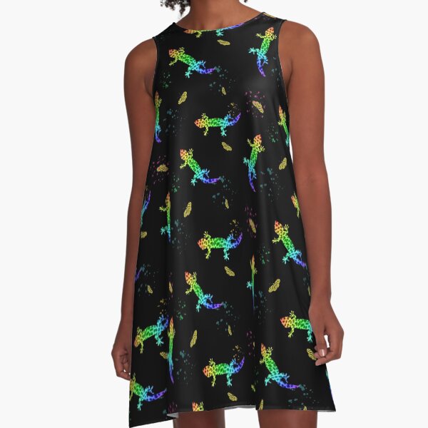 Rainbow Salamanders A-Line Dress